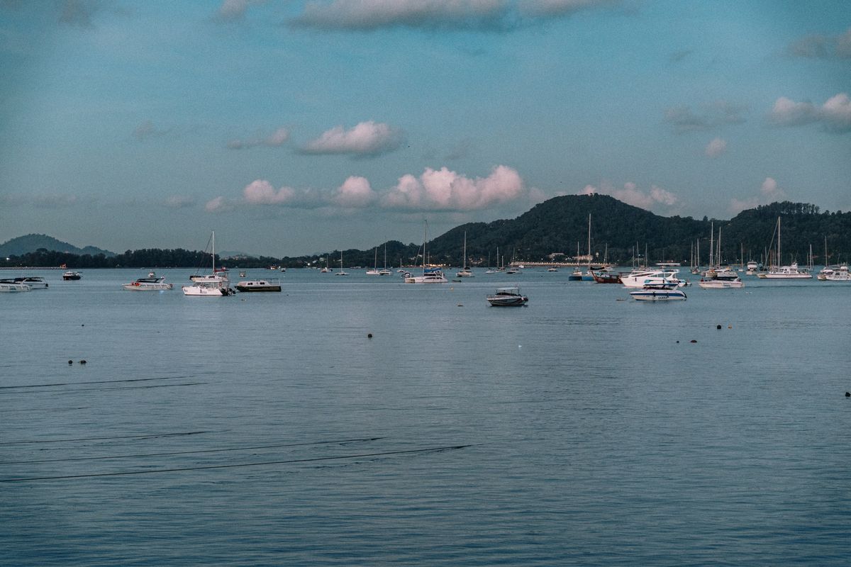 Tropical ocean rock coast Phuket